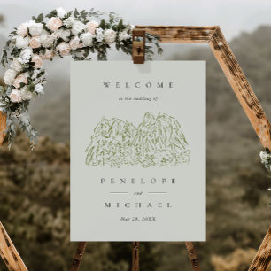 Yosemite National Park Line Art Wedding Welcome Foam Board