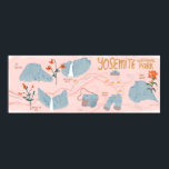 Yosemite National Park Map Illustration Pink Poster<br><div class="desc">Add your own text, change background color too. Select the print size using the drop down menu above, and you can click the “edit design” button to customize the artwork to fit any size paper. Purchase a simple poster or a fully framed and matted version! Thank you for shopping my...</div>