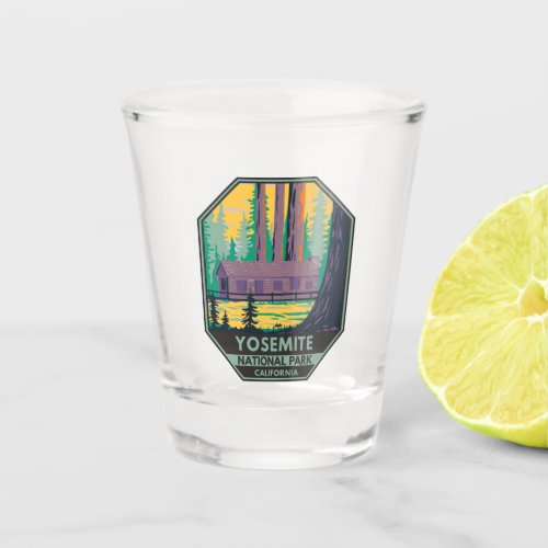 Yosemite National Park Mariposa Grove Cabin Retro  Shot Glass