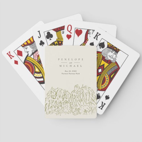 Yosemite National Park Mountain Custom Wedding Poker Cards