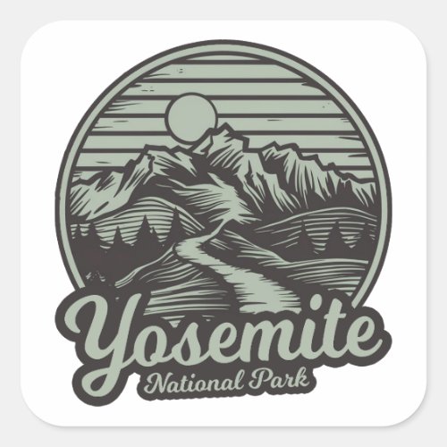 Yosemite National Park Mountain Trail Square Sticker