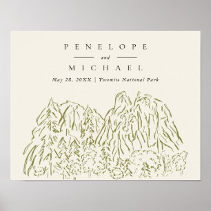 Yosemite National Park Mountain Wedding Poster