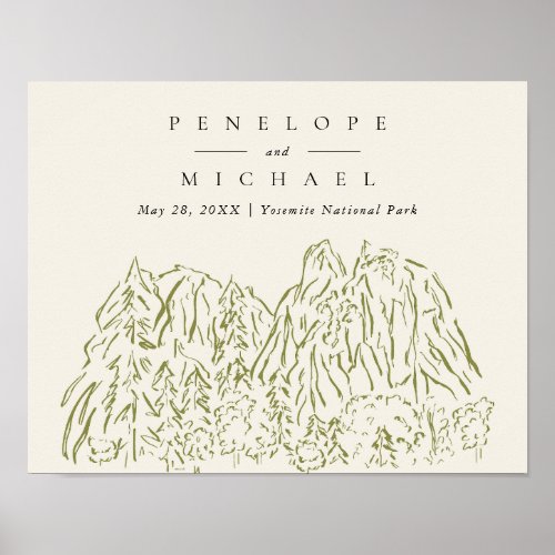 Yosemite National Park Mountain Wedding Poster