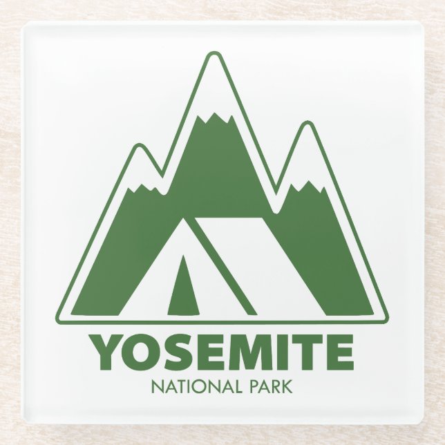 Yosemite National Park Mountains Camping Glass Coaster (Front)