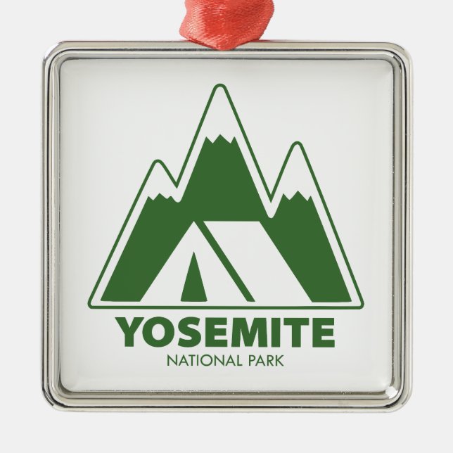 Yosemite National Park Mountains Camping Metal Ornament (Front)