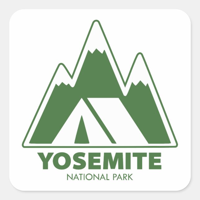 Yosemite National Park Mountains Camping Square Sticker (Front)
