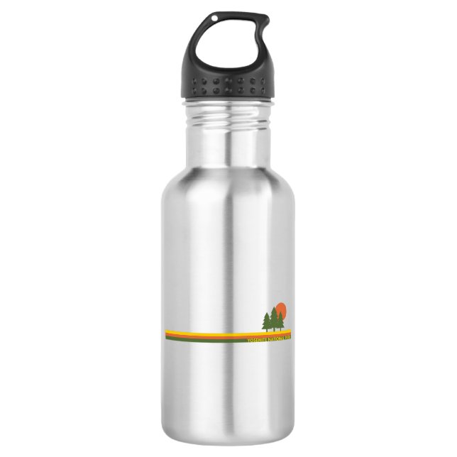 Yosemite National Park Pine Trees Sun Stainless Steel Water Bottle (Front)