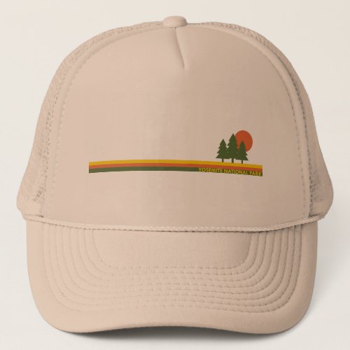 Yosemite National Park Pine Trees Sun Trucker Hat