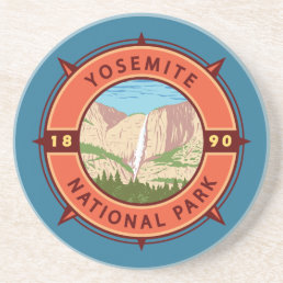 Yosemite National Park Retro Compass Emblem Coaster