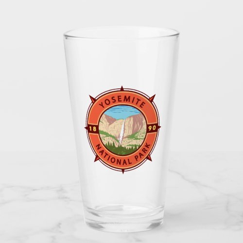 Yosemite National Park Retro Compass Emblem Glass