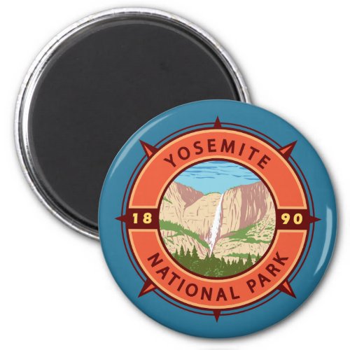 Yosemite National Park Retro Compass Emblem Magnet