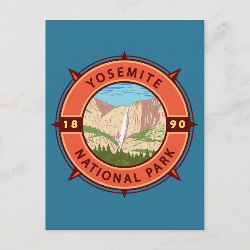 Yosemite National Park Retro Compass Emblem Postcard