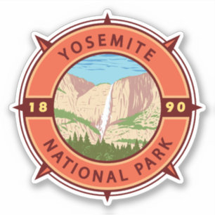 Yosemite National Park Retro Compass Emblem Sticker