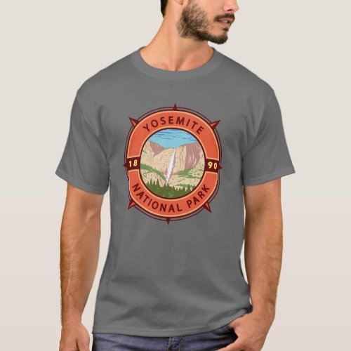 Yosemite National Park Retro Compass Emblem T_Shirt