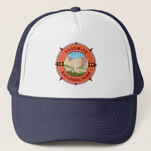 Yosemite National Park Retro Compass Emblem Trucker Hat