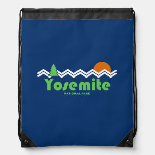 Yosemite National Park Retro Drawstring Bag