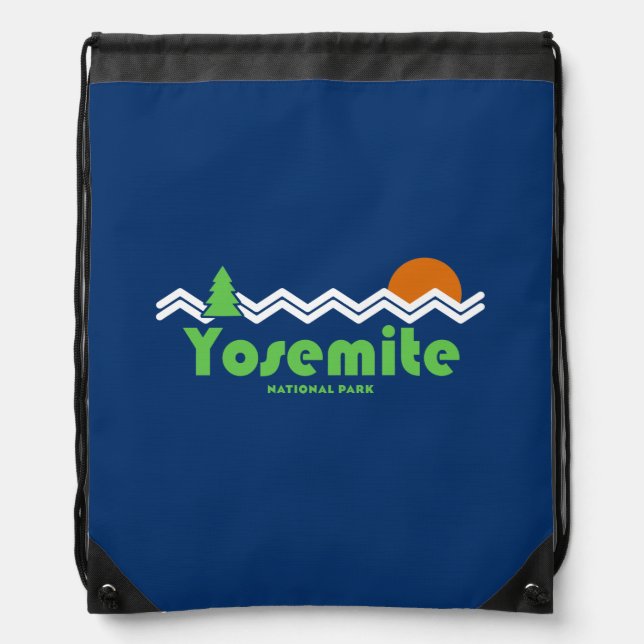 Yosemite National Park Retro Drawstring Bag (Front)