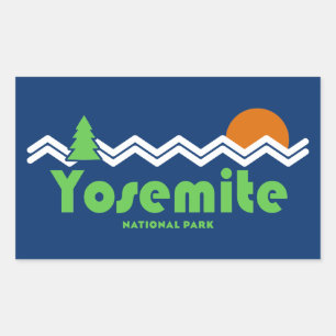 Yosemite National Park Retro Rectangular Sticker