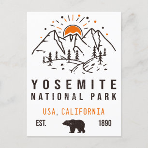 Yosemite National Park Retro Sunset Mountain Postcard