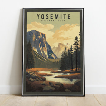 Yosemite National Park Retro Travel Poster 13x19 by thepixelprojekt at Zazzle