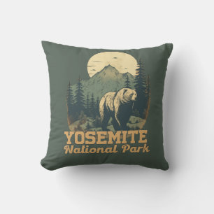 Yosemite National Park Retro Vignette Throw Pillow