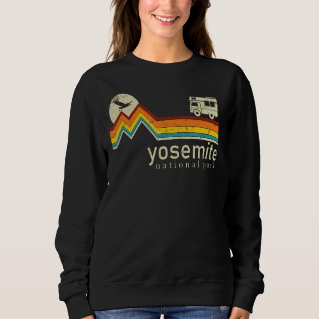 Yosemite National Park Retro Vintage Mountain Hiki Sweatshirt (Front)