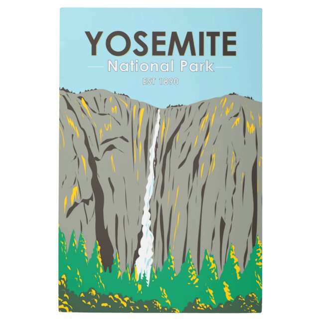 Yosemite National Park Ribbon Falls California  Metal Print (Front)