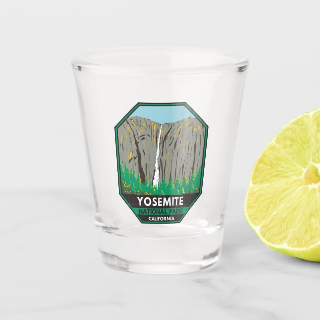 Yosemite National Park Ribbon Falls California  Shot Glass (Front)