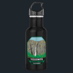 Yosemite National Park Ribbon Falls California  Stainless Steel Water Bottle<br><div class="desc">Yosemite vector artwork design. The park is famed for its giant,  ancient sequoia trees,  and for Tunnel View,  the iconic vista of towering Bridalveil Fall and the granite cliffs of El Capitan and Half Dome.</div>