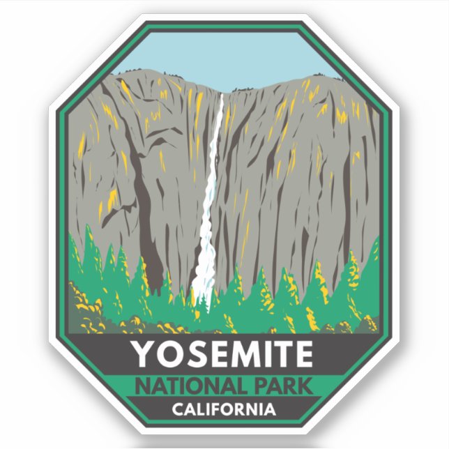 Yosemite National Park Ribbon Falls California Sticker (Front)