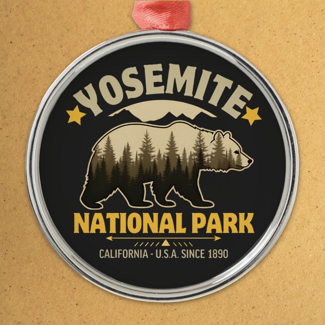Yosemite National Park Rustic Bear Metal Ornament (Creator Uploaded)