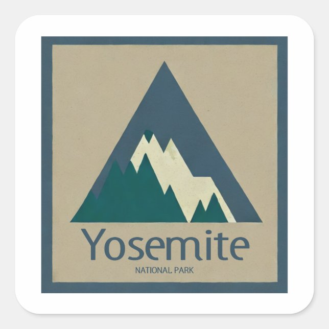 Yosemite National Park Rustic Square Sticker (Front)