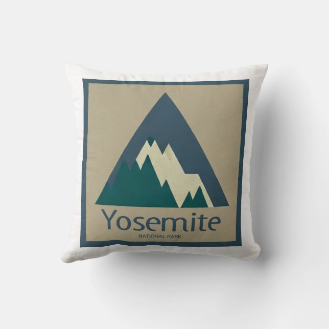 Yosemite National Park Rustic Throw Pillow (Back)