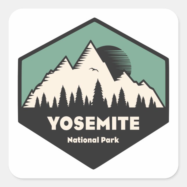 Yosemite National Park Square Sticker (Front)