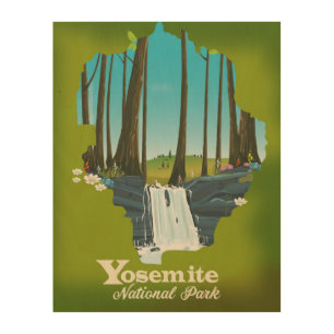 Yosemite National Park vacation poster. Wood Wall Art