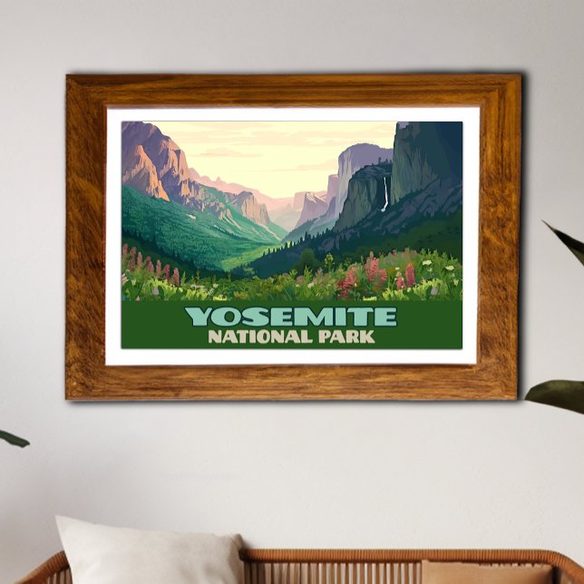 Yosemite National Park Valley Half Dome Poster (Framed Yosemite National Park Poster as Living Room Decor)