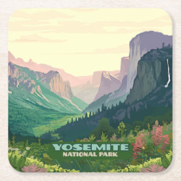 Yosemite National Park Valley Half Dome Square Paper Coaster