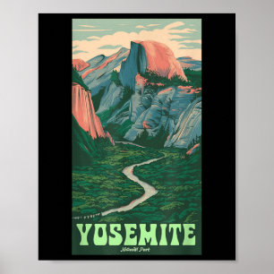 Yosemite National Park Vintage Half-dome, Hiking T Poster