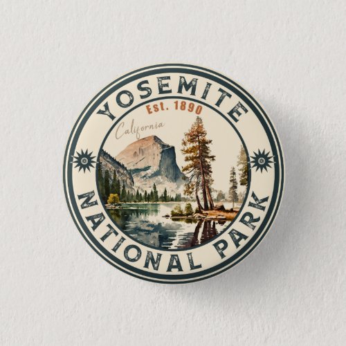 Yosemite National Park Vintage Mountain Souvenirs Button