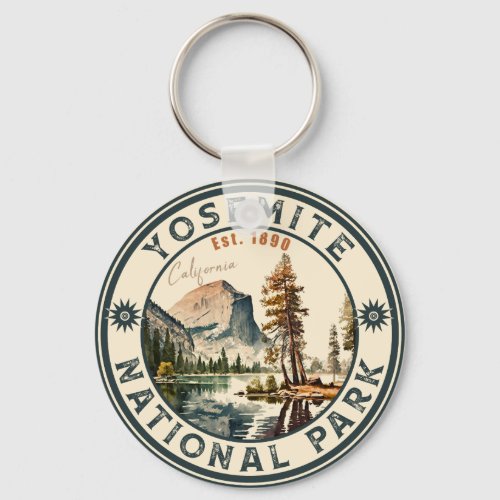 Yosemite National Park Vintage Mountain Souvenirs Keychain