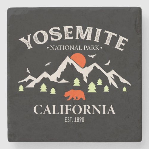 Yosemite National Park Vintage Mountain Souvenirs Stone Coaster