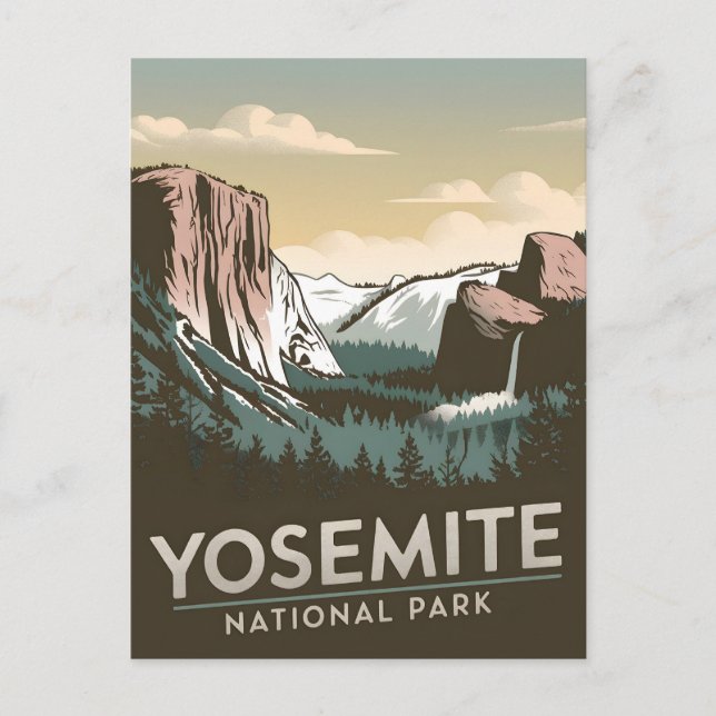 Yosemite National Park vintage Postcard (Front)