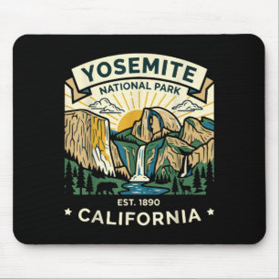 Yosemite national park vintage retro design  mouse pad
