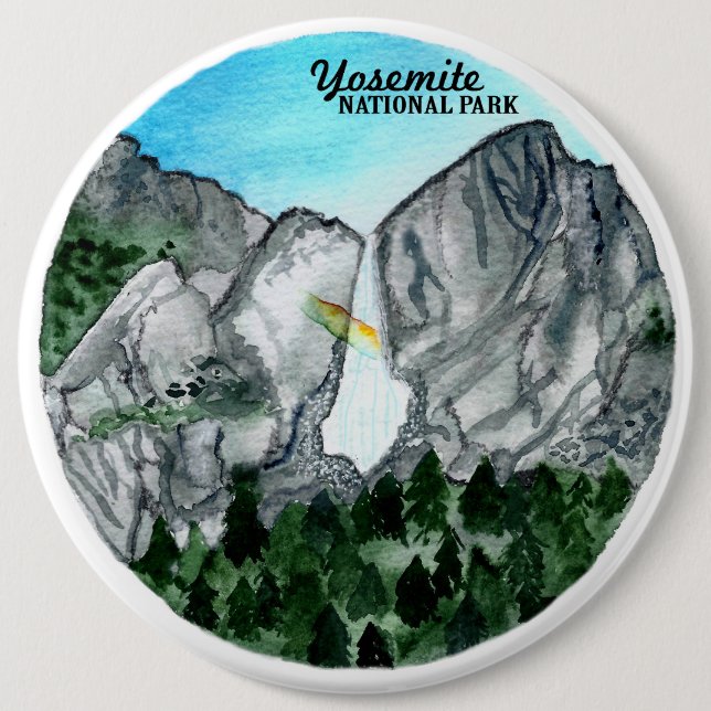 Yosemite National Park Watercolor Button (Front)
