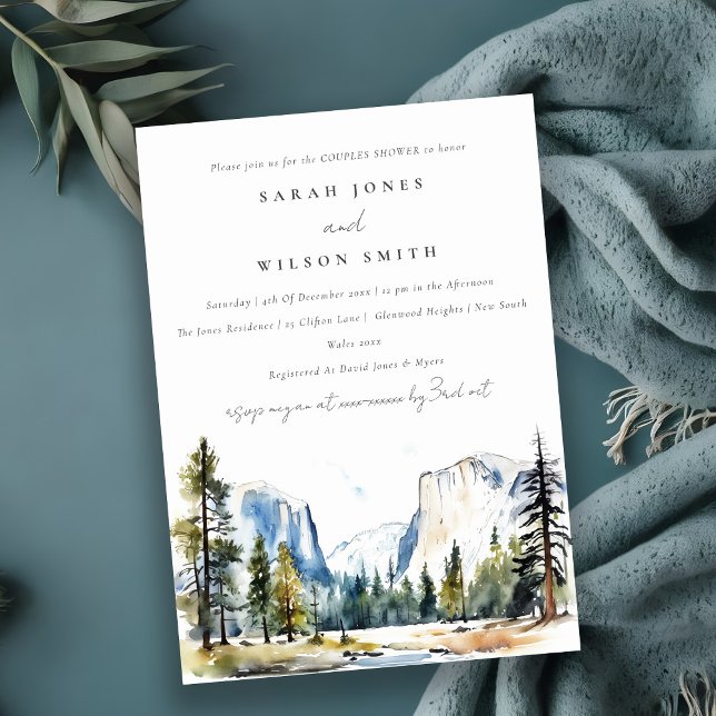 Yosemite National Park Watercolor Couples Shower Invitation (Creator Uploaded)