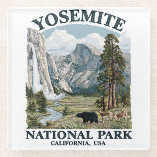 Yosemite National Park Watercolor Glass Coaster