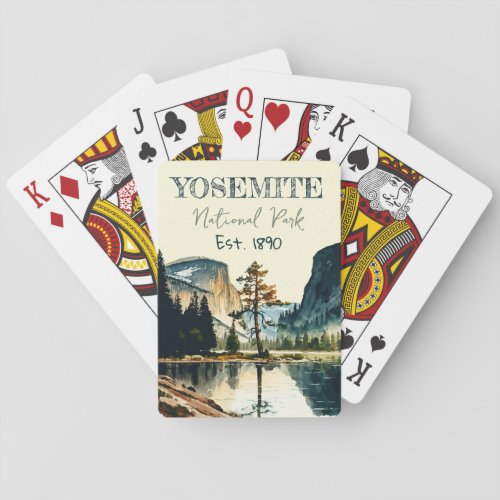 Yosemite National Park watercolor Half Dome Sunset Poker Cards