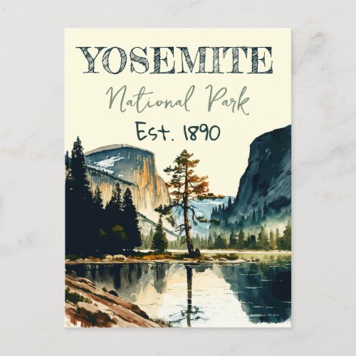 Yosemite National Park watercolor Half Dome Sunset Postcard