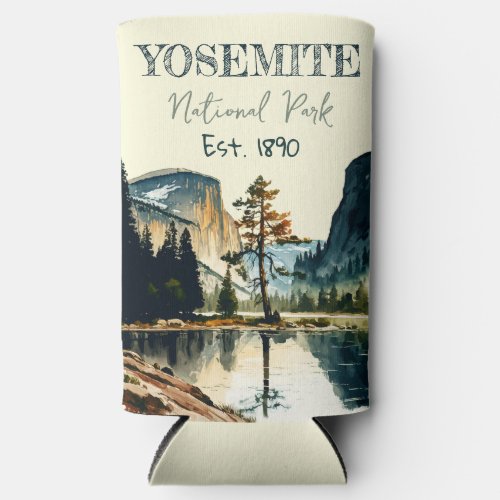 Yosemite National Park watercolor Half Dome Sunset Seltzer Can Cooler