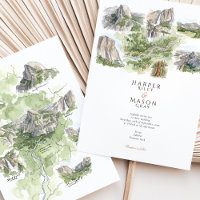 Yosemite National Park Watercolor Map Wedding